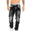 Beokeuioe Jeans da uomo in denim elasticizzato, in cotone, blu, nero, comodi e facili da pulire, da uomo, vestibilità normale, taglio dritto, elasticizzati, jeans basic washed, F1 nero, XXXL
