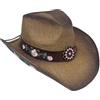 Carnavalife Cappello da cowboy western unisex con fibbia a toro e fascia borchiata, classico cappello di carta di paglia per estate e Rodeos