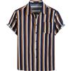 PARKLEES Camicia da uomo in cotone e lino, stile vintage anni 70, con motivo retrò, a maniche corte, con bottoni, Colore: bianco marino., S