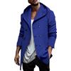 Beokeuioe Giacche da mezza stagione leggere Cardigan Lungo Primavera Cappotto da uomo Cardigan Giacca con Cappuccio Giacca da Uomo Casual Elegante Giacca a vento Maglione Doppio Petto Trench, A blu.,