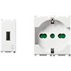 Vimar Unit Alimentazione Usb 5V1,5A 1 m, Bianco & Presa 2Pcon T 16A Universale, Bianco