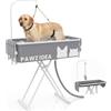 PAWZIDEA Vasca da bagno portatile 2 in 1 e tavolo da toelettatura per cani di taglia media e grande, stazione di lavaggio pieghevole per cani da 109 cm, vasca da bagno per doccia per animali domestici