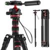 NEEWER BASICS Treppiede Monopiede Fotocamera, DSLR Video Tripod da Viaggio Compatto e Leggero 196cm, Testa Sfera 360°, Piastra QR Tipo Arca, Gambe Reversibili e Asse Centrale Invertito, Max 6kg, TP08