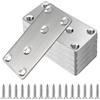 NAMYEUT 20 Pezzi Piastra Staffa Angolare Piatta in Acciaio Inox, 80 x 40 x 2 mm | NAMYEUT, Squadrette di Giunzione Inossidabili Argento 90 Gradi con 120 Viti, Rinforzo Riparazione Mobili Legno Tavoli Sedie