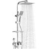QIAKEFE Colonna doccia termostatica, pannello doccia in acciaio inossidabile con rubinetto, regolabile 85-125 cm, 4 ugelli, colonna doccia in acciaio inossidabile con miscelatore (argento - quattro velocità)
