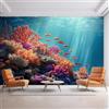 XLMING Mare Blu Luce Del Sole Corallo Piccoli Pesci 3D Carta da Parati Tessuto in Seta Ufficio Sala Pranzo Divano Camera Soggiorno TV Sfondo Muro-300cm×210cm