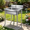 JixCJHj Lavello In Acciaio Inox Autoportante 1 Vasca Lavandino Commerciale Con Rubinetto for Cucina, Ristorante, Bar, Caffè, Garage, Interno E Esterno(100x60x80cm/39x24x32in)