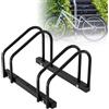 Jaxguom Cavalletto per bicicletta da pavimento per 2 biciclette, distanza tra le ruote 30 cm, larghezza pneumatici 35-55 mm, in acciaio inossidabile, viti autobloccanti, montaggio a pavimento o a