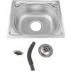 JISADER Lavabo multifunzionale in acciaio inox, barra per camper, facile drenaggio, lavello commerciale, lavello per stoviglie da hotel con accessori, 37x31cm