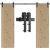 CCJH Binario per Porta Scorrevole Kit Doppia Anta Esterno Muro 9FT-274cm in Stile Rustico Classico Rulli Forma Hardware in Acciaio al Carbonio Nero