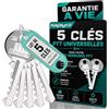 Najayco Set di 5 chiavi PASS PTT F10 Q10 R10 S10 T10 SPECIALE LIBRATORI E FATTORI | F Q R S T | per serrature per cassette per lettere e porte di immobilizzatori | Garanzia a vita! ! !