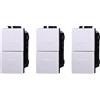 gloca Set 3 Pulsanti Doppi Interblocco Saliscendi Compatibili Living (Bianco)