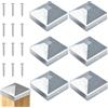 ywchoshe 6 Pcs Tappo per Pali 9x9cm, Tappi per Pali di Legno 90x90mm, Copripalo per Legnos, Manicotti Copertura per Palio, Cappuccio in Metallo per Pali di Recinzione, con Viti