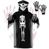 BSBUY Costume da Bambino da Morte, Skeleton Costume per Bambini di Halloween, 3PCS Spaventoso Morte Vestito, Nero Vestiti Mietitore Pauroso, Bambini Scream Skeleton Vestito di Carnevale e Feste