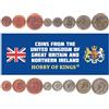 Hobby of Kings 8 Monete dal Regno Unito | Collezione Set di Monete Britanniche 1 Farthing 1/2 1 3 6 Pence 1 Scellino 1 Fiorino Mezza Corona | Circolata 1926-1936 | Giorgio V | Britannia