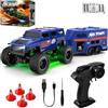 LTFIOON 1:64 Mini RC Crawler con rimorchio, Auto Drift Telecomandata - Fuoristrada 2,4 GHz con Luci LED, 2 Velocità, Adesivi DIY - Macchina Telecomandata da Tavolo per Bambini e Adulti