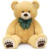 MorisMos Orsacchiotto Gigante di Peluche 120cm, Beige Orso XXL Morbido con Fiocco Scozzese e Zampe Decorate