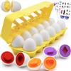 Wanonoo Montessori Uova Giocattolo per Bambini Uova Abbinate, 12 PCS Uova di Abbinate Colore e Forma Riconosciment, Giocattolo Educativo per Bambini Pasqua Uovos 1 2 3 4 Anni Ragazzi e Ragazze