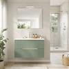 Kiamami Valentina Mobile Bagno Sospeso 80 cm Magnolia Rovere Ghiaccio | 2 cassetti frontale cannettato, lavabo ceramica bianca, legno nobilitato, già assemblato, stile moderno