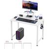 Lvhcmfohm Scrivania per Computer 100x50cm, Tavolo da Ufficio Salvaspazio con Staffa per Alzata Staccabile, Adatto per Ufficio, Soggiorno, Casa (Bianca)