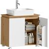 EUGAD Mobile Sottolavabo per Bagno, 70x40x65 cm, Bianco+Rovere