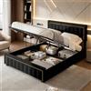 MANIMABU Letto baule 140 x 200 cm, con contenitore idraulico, letto matrimoniale imbottito