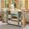 Henjda Carrello da cucina con piano di lavoro pieghevole, 138 x 45-70 x 92 cm, carrello da cucina con ruote, carrello da pranzo con cassetti, scaffale per vino, porta bicchieri, portaspezie e