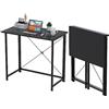 Lvhecforhm Scrivania Pieghevole per Computer, Tavolo Ufficio Salvaspazio, Richiudibile da Lavoro, Nero, 80x45.5x74cm