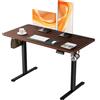 ERGOMAKER Scrivania elettrica, 110 x 59,9 cm, altezza regolabile, con pannello di giunzione, per casa e ufficio, scrivania per computer preimpostata (telaio nero, scrivania in noce)
