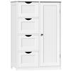 EUGAD Mobile da Bagno Bianco Con 4 Cassetti e 2 Scomparti Regolabili, Portaoggetti per Camera da Letto/Corridoio/Cucina, 56x30x81cm