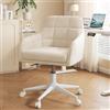 YOUDENOVA Sedia da Ufficio, Sedia da Trucco Regolabile in Altezza, Sedia per Home Office Girevole a 360°, Sedia da Toeletta per Camera da Letto di Ragazza, Velluto Beige 1