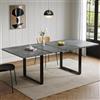Wiuzo Tavolo da pranzo allungabile con 3 lunghezze, 140/180/220 x 80 x 75 cm, adatto per 6-10 persone, forma destra, gambe in metallo, stile semplice, tavolo per sala da pranzo, cucina (grigio)
