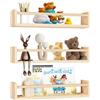 CEIEVER Mensole da Muro in Legno Naturale, Set di Mensole da Parete Design Moderno, Libreria per Bambini Montessori e Scaffale Cucina Salvaspazio, Mensola Sospesa per Cameretta e Bagno (Colore del legno)