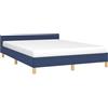 vidaXL Bedframe met hoofdeinde zonder matras 140x190 cm stof blauw