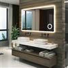 pro.tec Specchio LED da Parete Specchio da Bagno Luminoso con Antiappanamento Lente Ingranditore Display Orologio Luce Bianca Regolabile con Sensore Tattile Specchio Rettangolare 100 x 70 cm - Bianco
