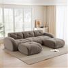 Rvjiahe Divano modulare a forma di U a 3 posti, divano modulare senza cornice, con 2 sgabelli, adatto per soggiorno, tessuto confortevole, design antiscivolo, nessun montaggio richiesto (marrone)