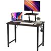 HaodaCulture Tavolo da ufficio per computer, scrivania con supporto per tavolo, tavolo da ufficio, tavolo da lavoro in legno e acciaio, capacità di carico fino a 150 kg, nero, 80 x 40 x 75 cm