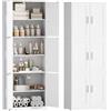 YUNSCEND Mobiletto da Bagno a 6 Ante, Mobile da Bagno 30 × 60 × 170 cm | Armadietto da Bagno con 3 Ripiani Regolabili, Adatto per Bagno/Soggiorno/Cucina, Bianco, EXYYG023W