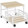 HOOBRO Supporto per Mini Frigo con Cassetto, Mobile Base per frigorifero con Ruote e Piedini Regolabili, Tavolo per Minifrigo per Casa, Ufficio, Bianco e Colore Legno Naturale EWN155TL01