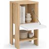 BAKAJI Mobiletto Armadietto Comodino in Legno MDF Ripiano Interno Chiusura ad Anta Tavolino Laterale Divano Mobile Arredamento Casa Ufficio Design Industriale 55 x 30 x 30 cm (Quercia e Bianco)