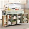 Henjda Carrello da cucina con 5 ruote, isola da cucina con piano di lavoro pieghevole, 3 cassetti e 2 ante, credenza mobile, per cucina e sala da pranzo, 139 x 46 (71) x 91,5 cm