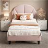 MEXUS Letto per bambini 90 x 200 cm, letto singolo imbottito con testiera regolabile e rete a doghe per bambini, adatto per ragazze, adolescenti, velluto morbido per la pelle, senza materasso (rosa)