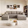 Henjda Divano angolare con funzione letto, 241 cm, motivo nuvole, divano letto modulare a forma di U, 3 posti con 2 ottomane, divani sezionali per soggiorno, non richiede montaggio, cammello: chaise