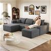 Yihomfy 241 cm Divano ad angolo a forma di U, divano a forma di U, divano ad angolo modulare 4 posti con pouf, divano a U convertibile per soggiorno, seduta profonda, senza montaggio, L-grigio