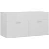 vidaXL Mobile Lavabo Bianco Lucido 90x38,5x46 cm in Legno Multistrato