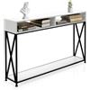 LIFEZEAL Tavolo Console, Tavolo Consolle in Legno, Tavolo d'Ingresso, con 2 Scomparti Aperti, Telaio in Metallo, Piedini Regolabili, Salvaspazio, Corridoio, Soggiorno, Max 45kg, 120x23x79cm, Bianco