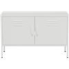 Lendo Online Mobile TV in Metallo - Lowboard Industriale - 100x40x65 cm - Mobile Porta TV per Soggiorno (Bianco)