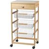 Mottiwood Carrello da Cucina in Legno, Ruote Girevoli, Legno di Faggio, 3 Cassetti Salvaspazio, Dimensiono: L 45.5 x H 87.5 x P 36.5 cm