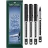 Faber-Castell Penna roller a inchiostro 0, punta micro da 0,5 mm, confezione regalo con busta, cancelleria per ufficio, lavoro, casa, ecc. - Confezione da 4 (Nero)