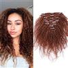 Silk-co 40cm - Clip Extension Capelli Veri Kinky Curly Afro Extension 115g Capelli Umani Brasiliani Full Head - 30 Castano Ramato Chiaro